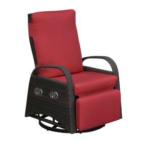 Adjustable Outdoor 360° Swivel Rattan Recliner Chair with Cushion for Patio, Porch, Yard and Garden Adjustable Outdoor 360° Swivel Rattan Recliner Chair with Cushion for Patio, Porch, Yard and Garden