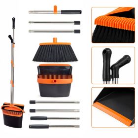 Broom and dustpan set, 54.33 inches long handle, upright dustpan with lightweight stainless steel rod, upright dustpan Broom and dustpan set, 54.33 inches long handle, upright dustpan with lightweight stainless steel rod, upright dustpan