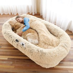 Large Size Human Dog Bed For You and Your Pet: Washable Faux Fur, Plump Pillow And Blanket. Large Size Human Dog Bed For You and Your Pet: Washable Faux Fur, Plump Pillow And Blanket.