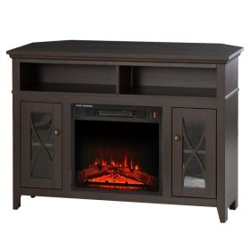 Espresso Electric Fireplace Mantel TV Stand w/ Adjustable Shelves 2 Storage Cabinets Espresso Electric Fireplace Mantel TV Stand w/ Adjustable Shelves 2 Storage Cabinets