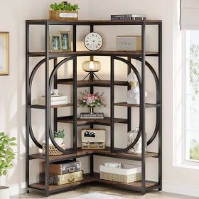 67-inch Tall Modern Industrial Metal Wood Corner Bookcase 67-inch Tall Modern Industrial Metal Wood Corner Bookcase